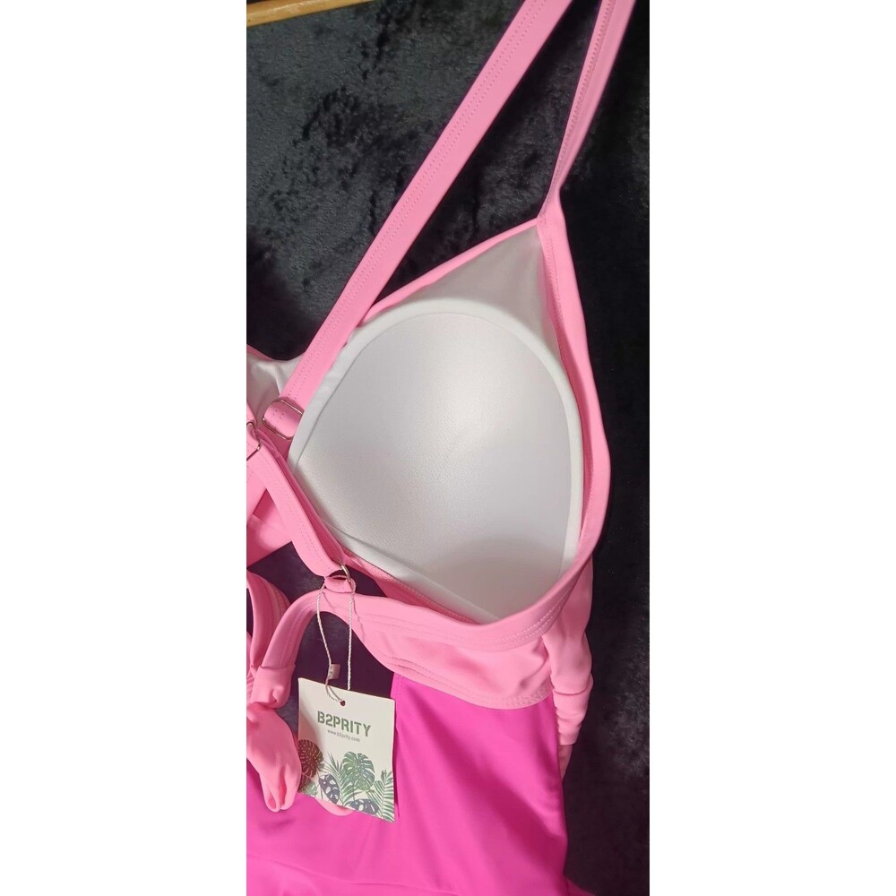 NWT! B2Prity Cutout OnePiece Swimdress Swimsuit XL Pink Colorblock Tummy Control - Picture 11 of 12